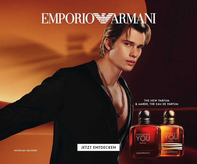EMPORIO ARMANI Stronger With You The new Parfum &amp; Amber, the Eau de Parfum mit Nicholas Galitzine